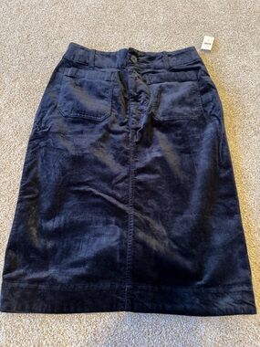 Maeve Anthropologie Navy Blue Colette Midi Corduroy skirt M NWT